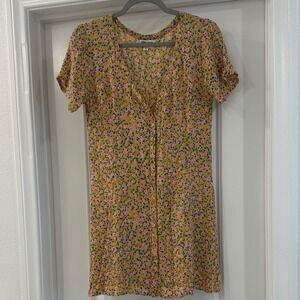 Billabong Pink and‎ Yellow Floral Mini Dress